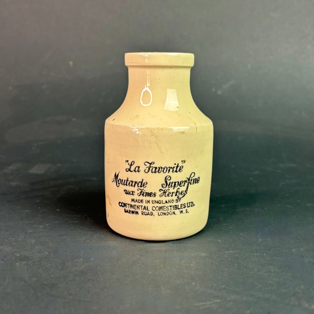 Antique Doulton Lambeth Stoneware Mustard Pot “La Favorite” 6oz London