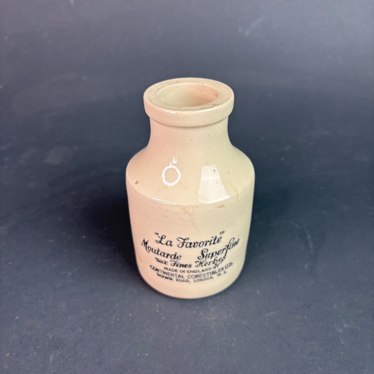 Antique Doulton Lambeth Stoneware Mustard Pot “La Favorite” 6oz London