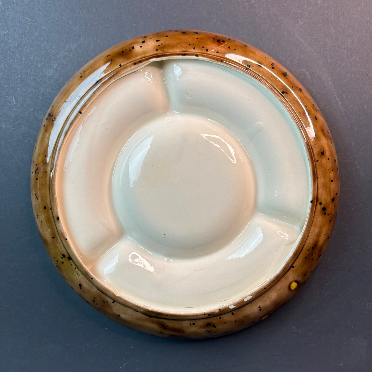 Mid Century Lava Glaze Divided Serving Platter – 28cm