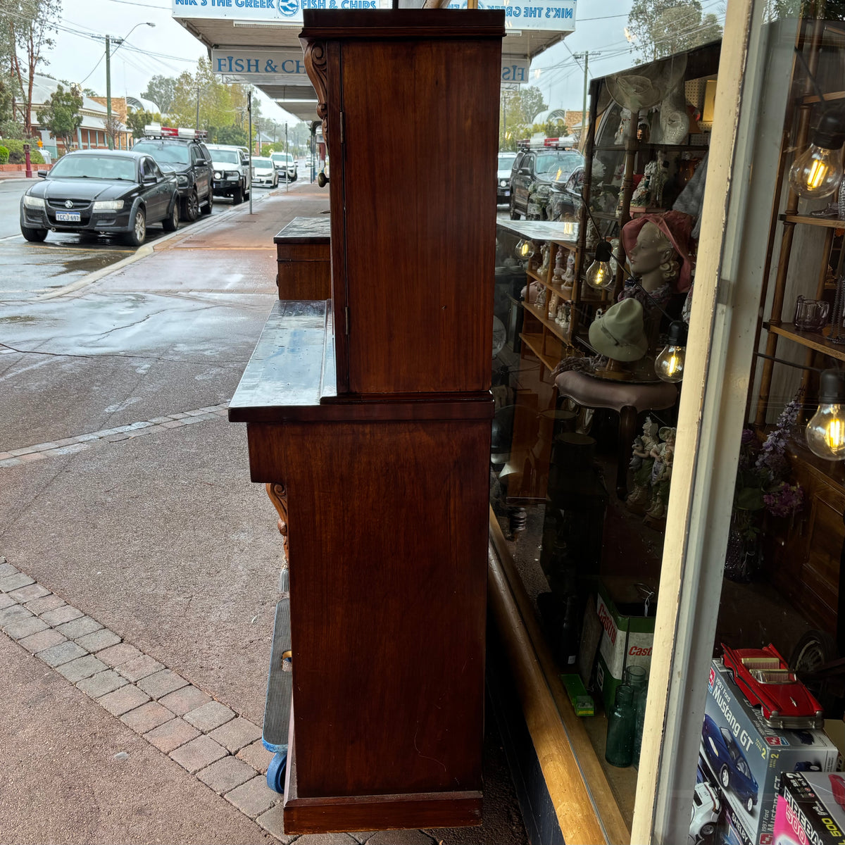 Antique Victorian Mahogany Glazed Dresser / Bookcase Top Cabinet