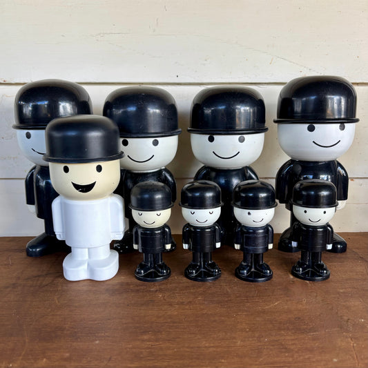 1960s Spillers “Bowler Hat Men” – Lot of 13 Promotional Figures (9 Original + 2 Replica + 2 S&P)