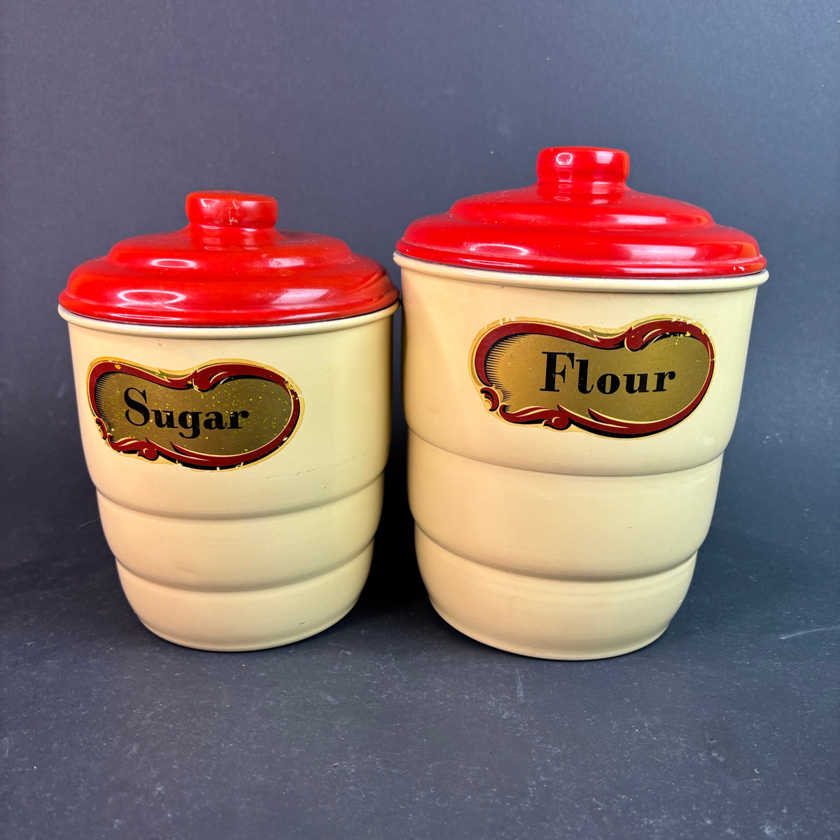 1950s Norton Color-Ware Baked Enamel Canister Set – Australian Kitchenalia (4pc)