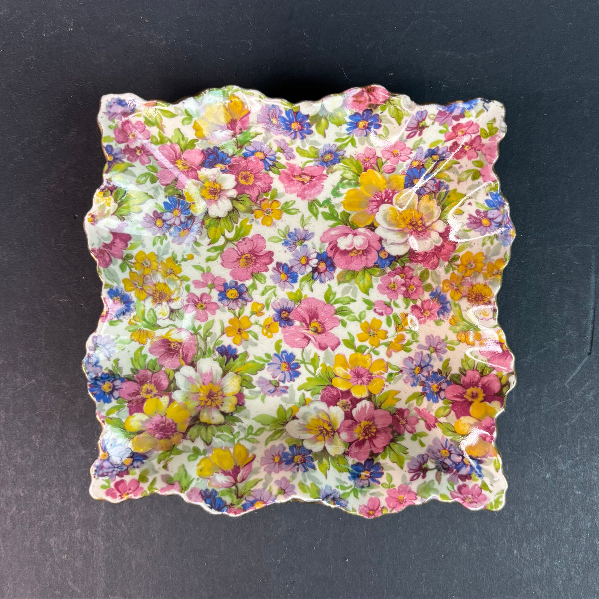 James Kent “Du Barry” Chintz Square Trinket Dish c.1940s England