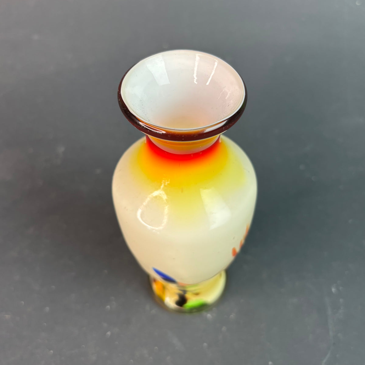 Vintage Studio Art Glass Vase – Hand Blown Cased Glass Swirl – 16cm
