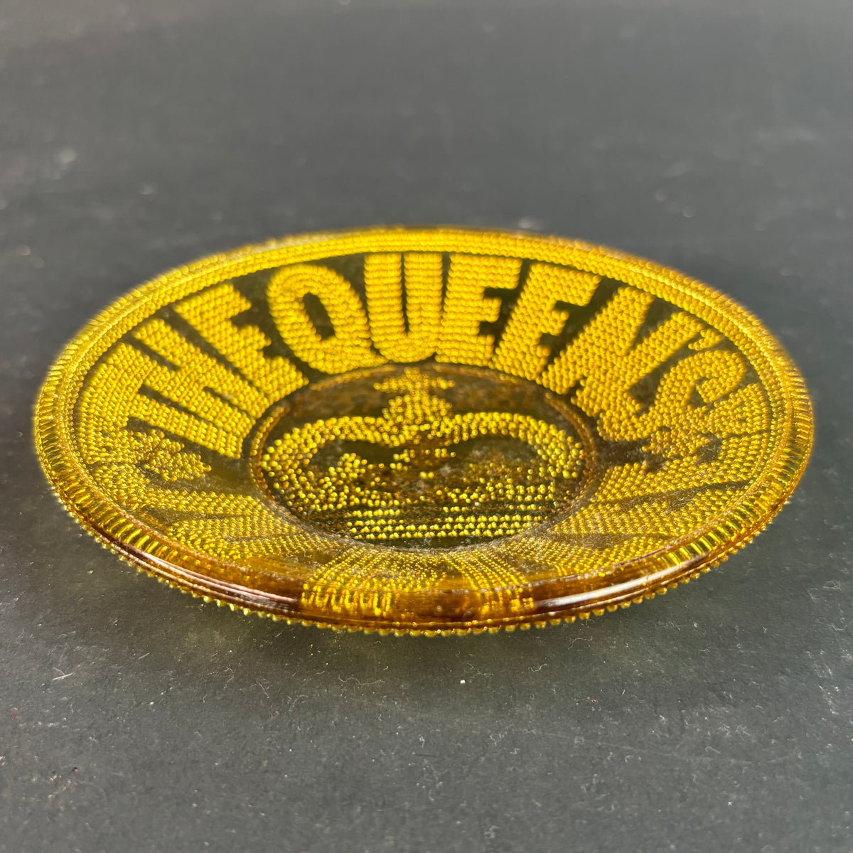 Ekenäs Sweden “QUEEN” Amber Glass Plate – Scandinavian Pressed Glass 17cm