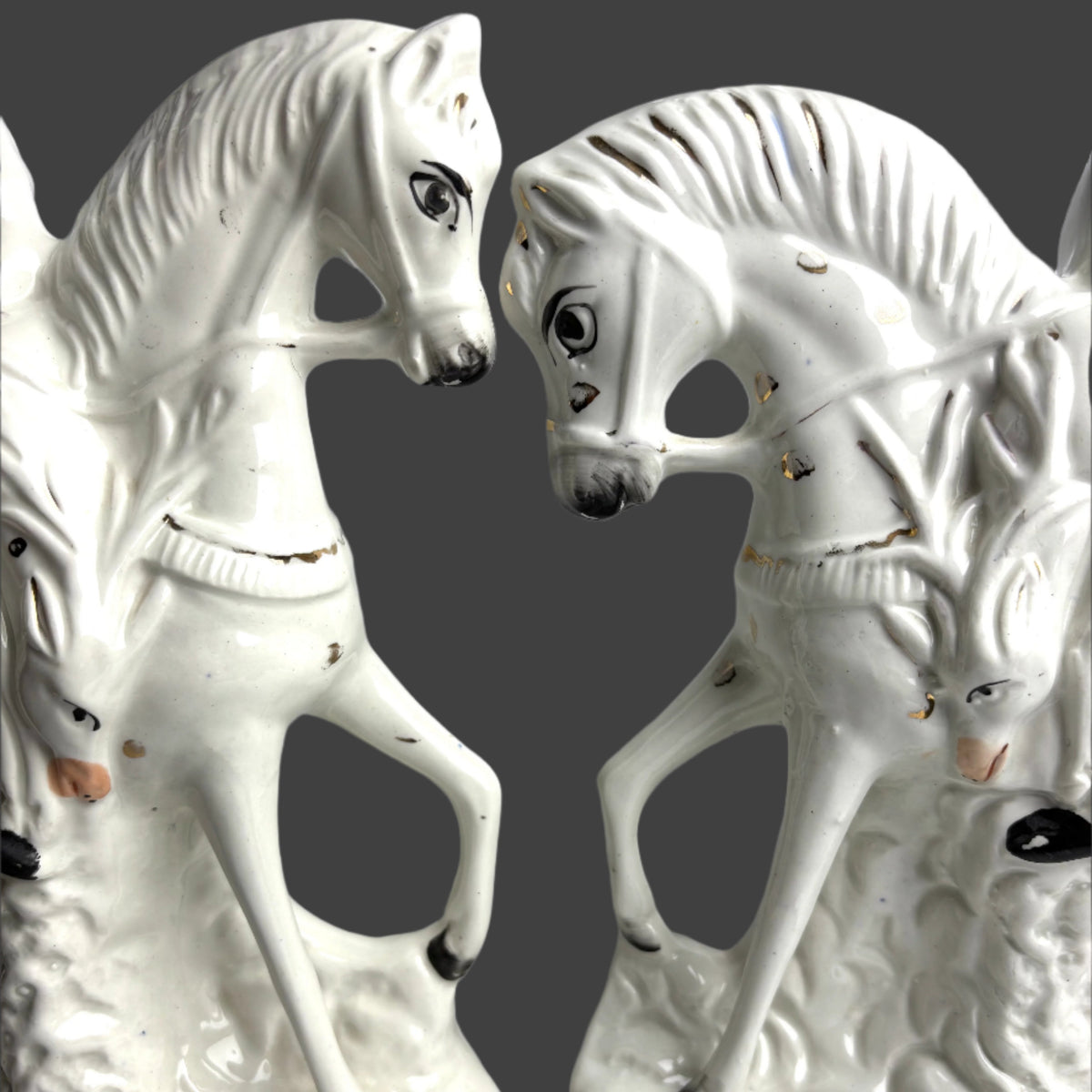Antique Staffordshire Highlander Flatback Figures Pair Horseback 37cm
