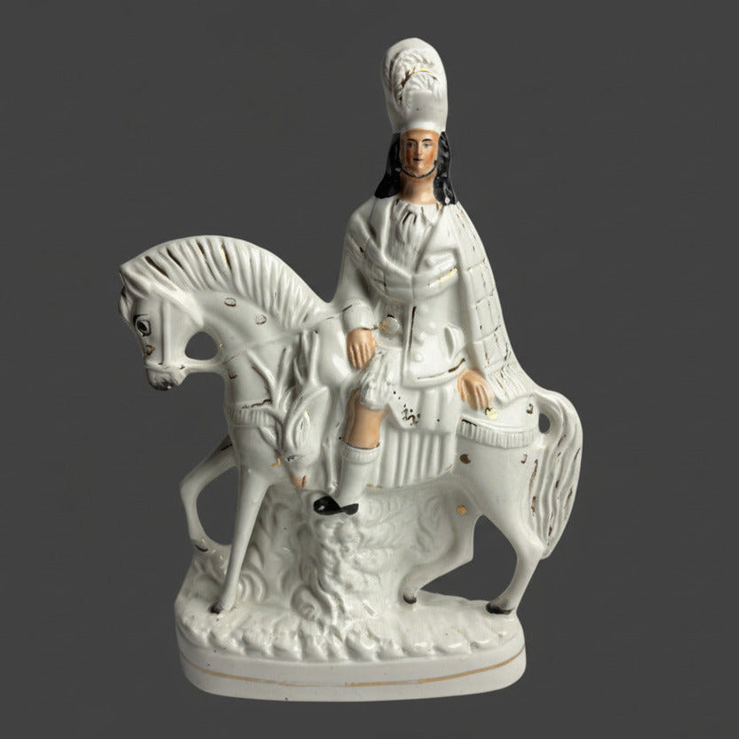 Antique Staffordshire Highlander Flatback Figures Pair Horseback 37cm