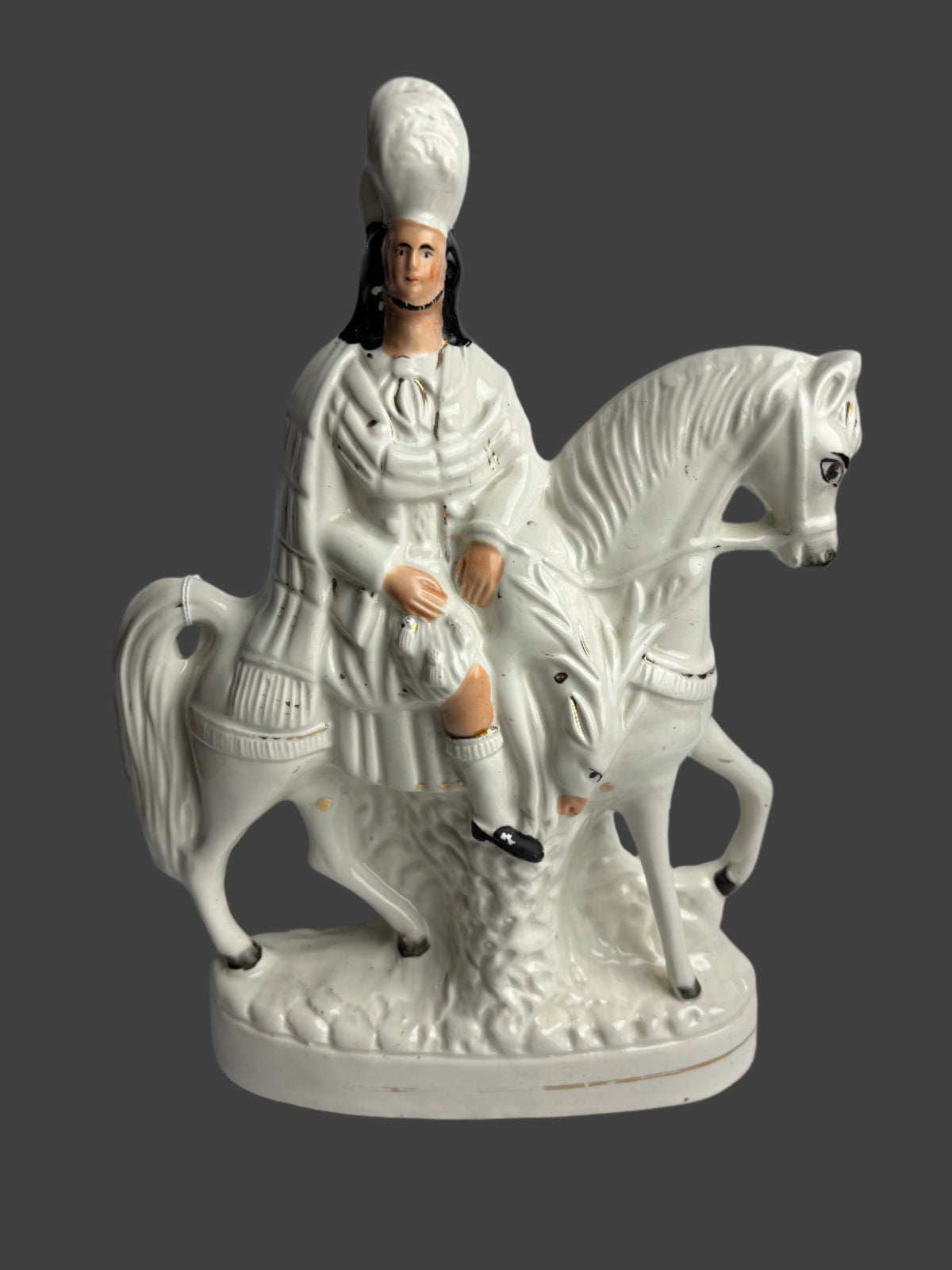 Antique Staffordshire Highlander Flatback Figures Pair Horseback 37cm
