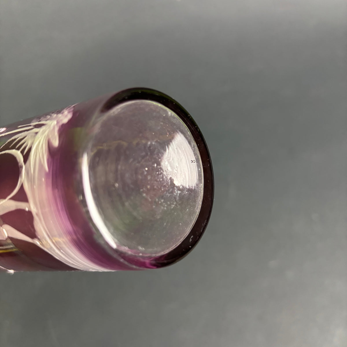 Antique Cranberry Mary Gregory Style Glass Tumbler – Boy with Hoop c.1880