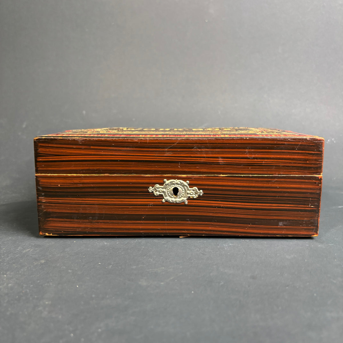 Antique German Tunbridge Style Work Box – Faux Grain Decoration – c.1880–1910
