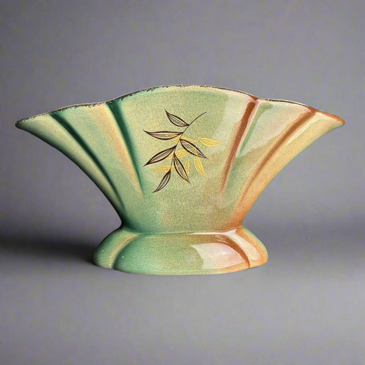 Wembley Ware Fan Vase – Mid-Century Glaze – $75