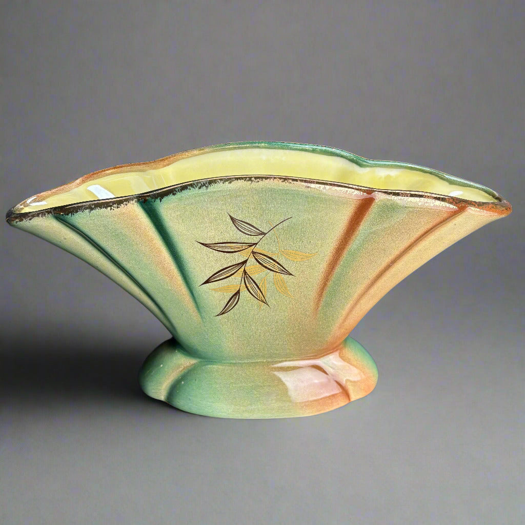Wembley Ware Fan Vase – Mid-Century Glaze – $75