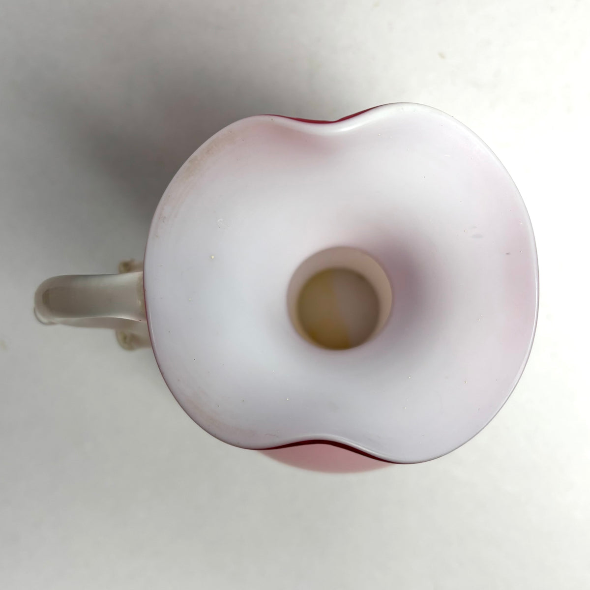 Victorian Satin Glass Jug Cranberry Pink Thorn Handle Ewer