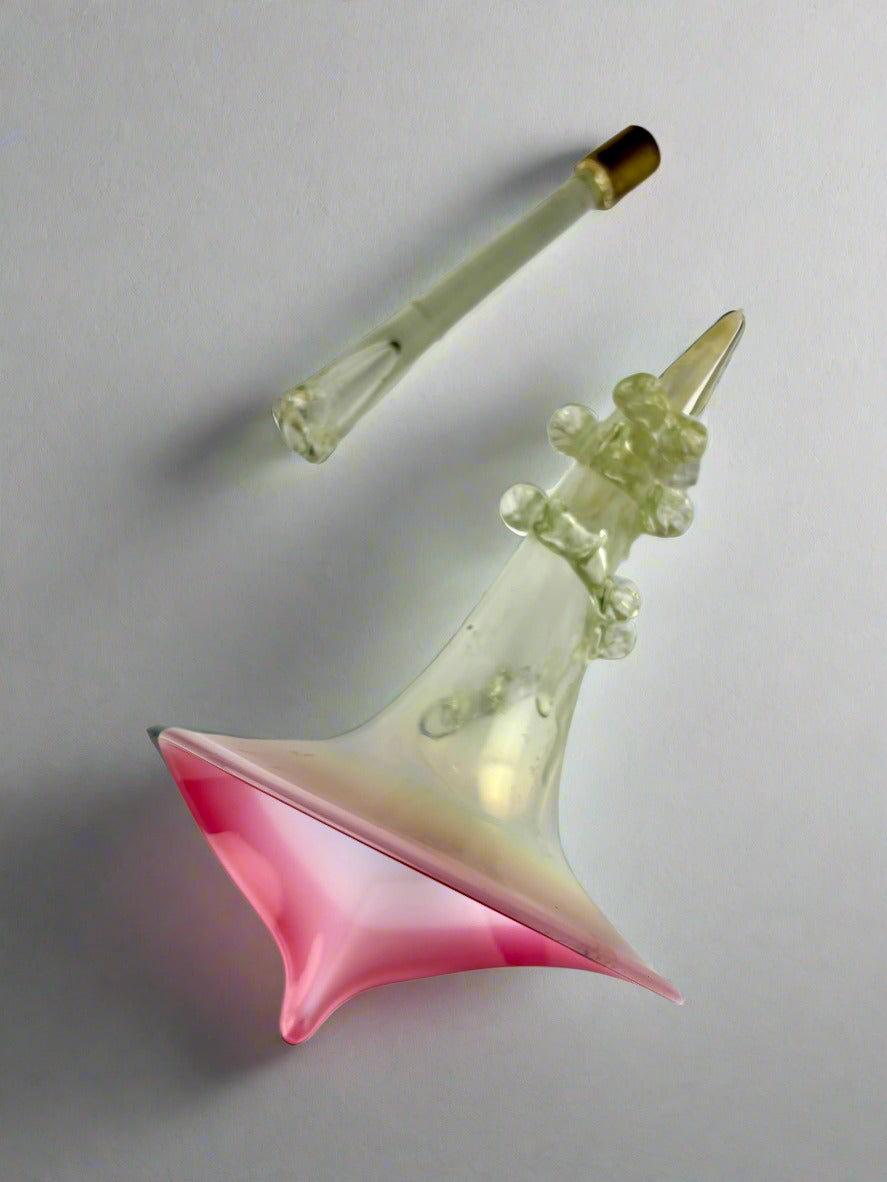 Victorian Glass Epergne – Cranberry & Opalescent, 47cm (As Is)