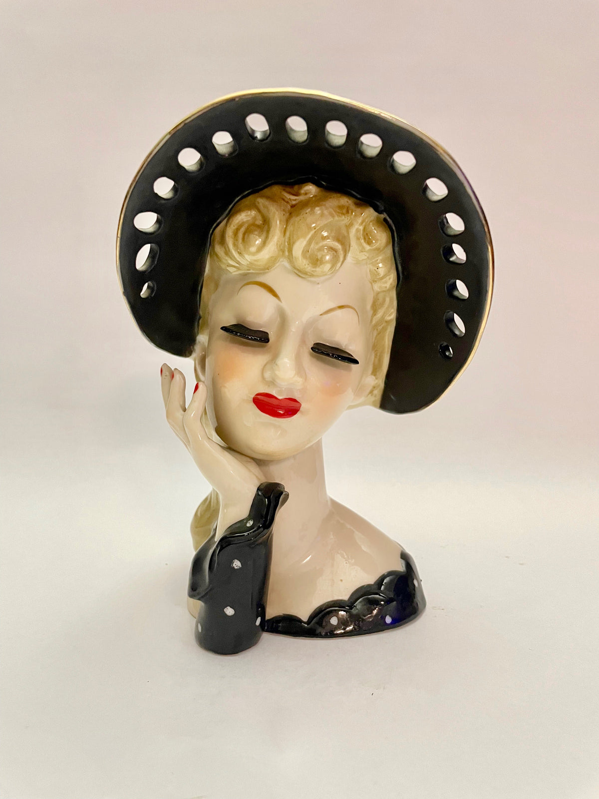 Napco C348B Head Vase – Rita Hayworth Style Lady c.1959 Japan (Original Sticker)
