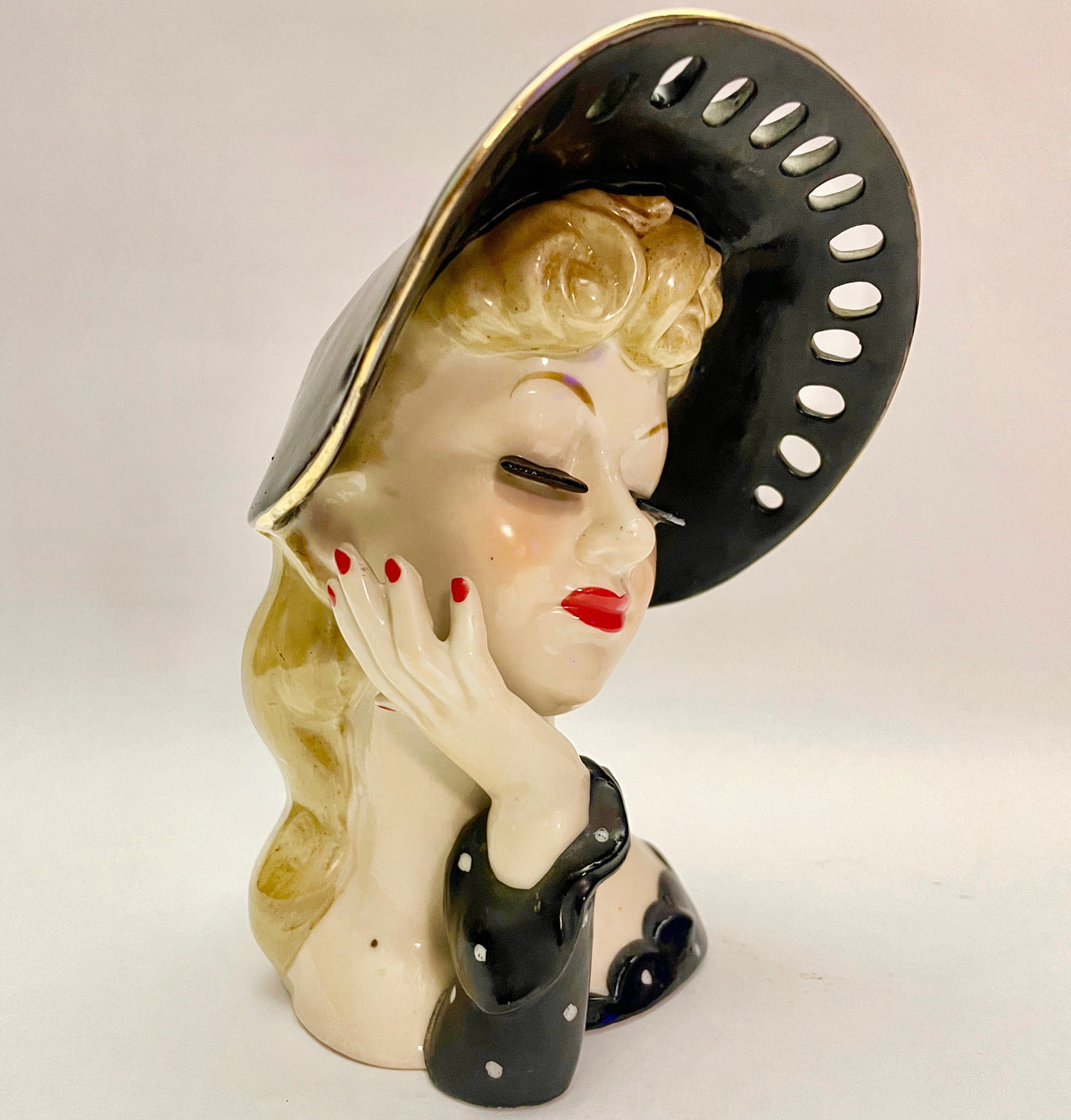 Napco C348B Head Vase – Rita Hayworth Style Lady c.1959 Japan (Original Sticker)