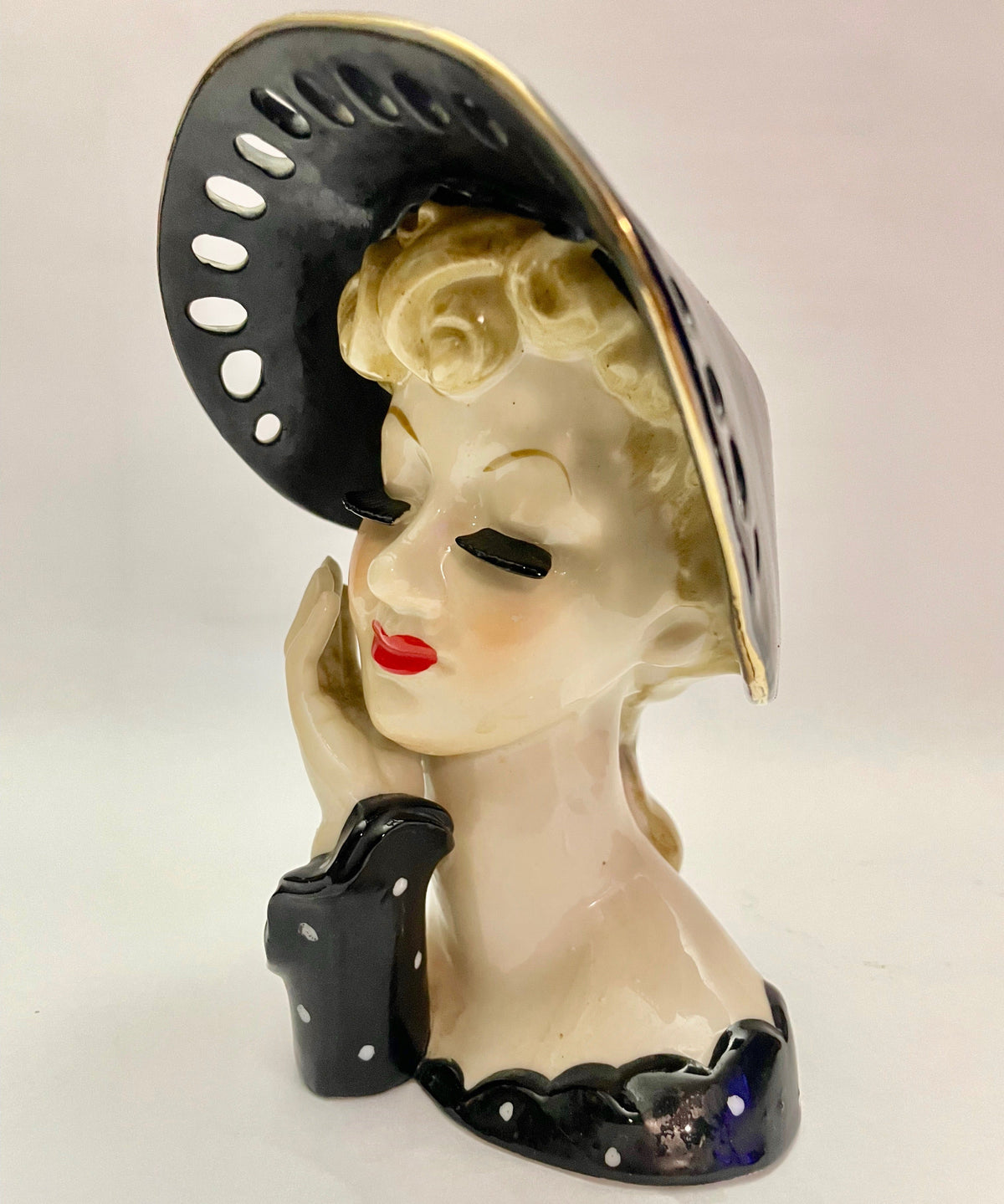 Napco C348B Head Vase – Rita Hayworth Style Lady c.1959 Japan (Original Sticker)