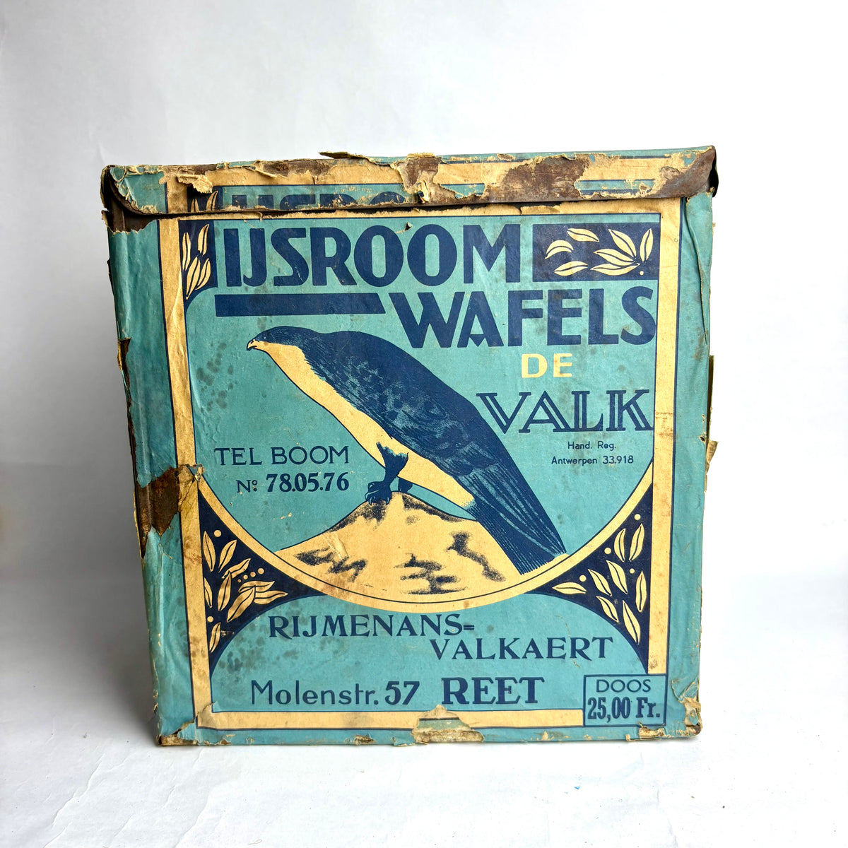 Vintage Belgian Waffle Advertising Box – IJsroom Wafels De Valk, c.1950s