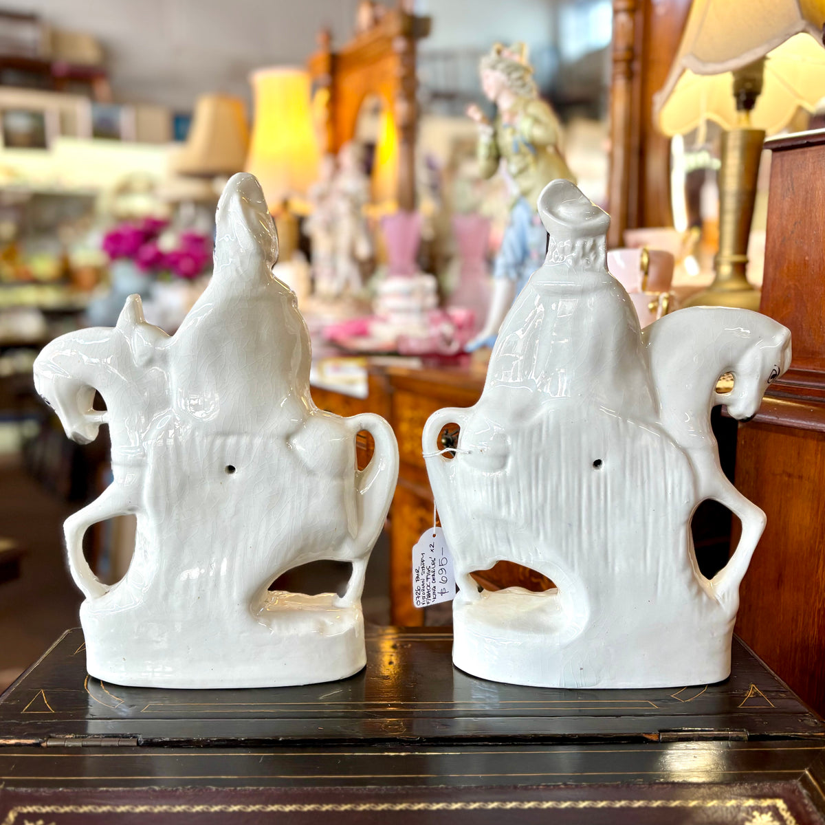 Staffordshire Flatbacks – King Charles I & Oliver Cromwell on Horseback (Matched Pair)