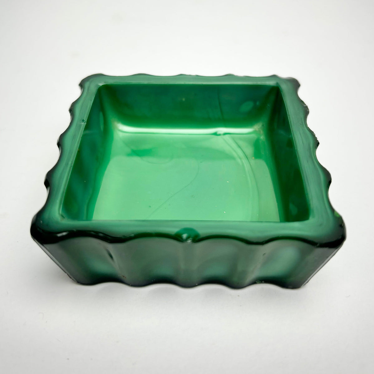 Art Deco Green Malachite Glass Dressing Table Set – Love Birds Lidded Box & Trays