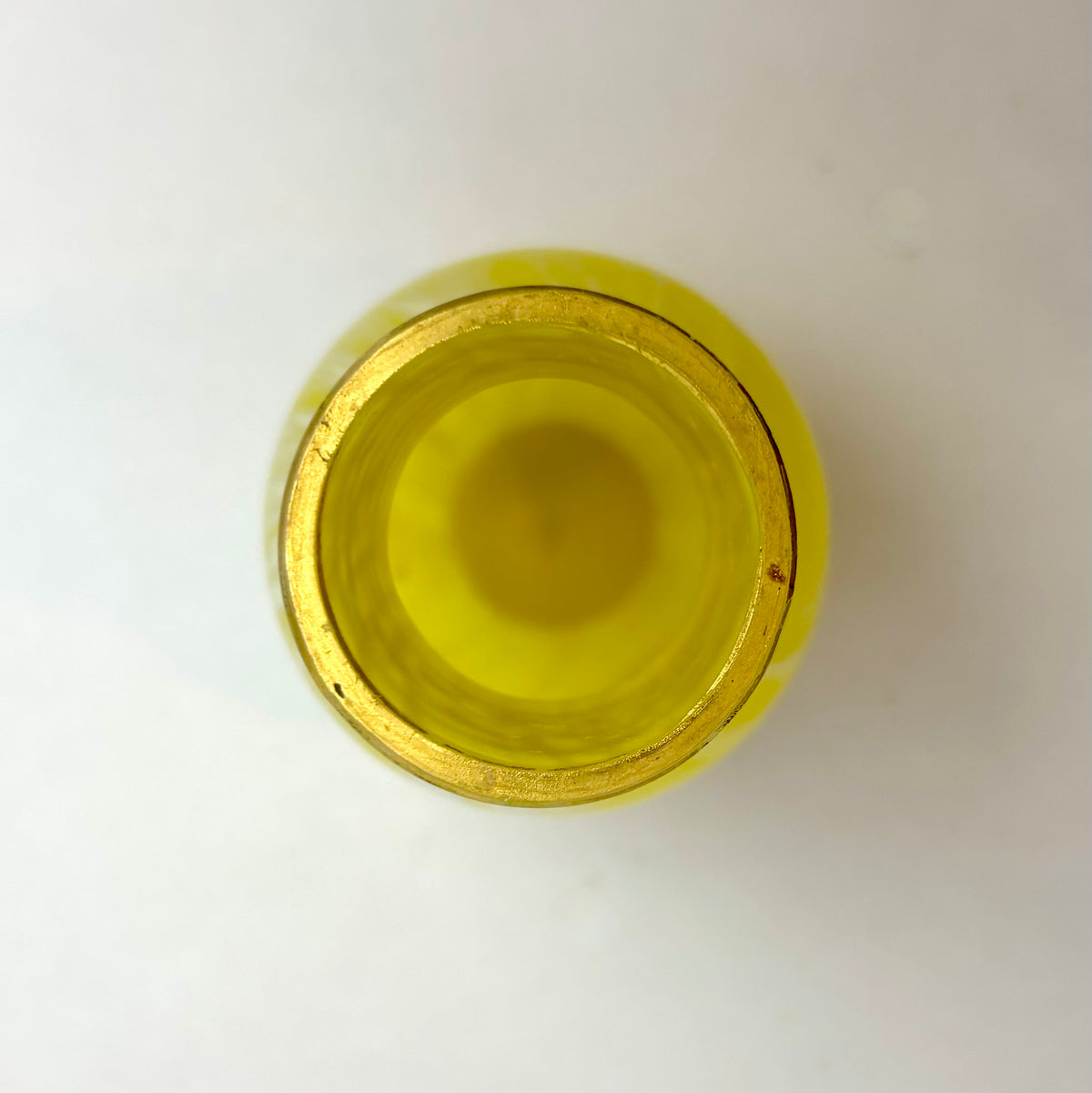 Antique Yellow Glass Vase with Gilded Decoration | Miniature c.1900–1920