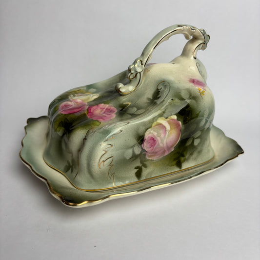 Antique Milford Ware Covered Butter Dish