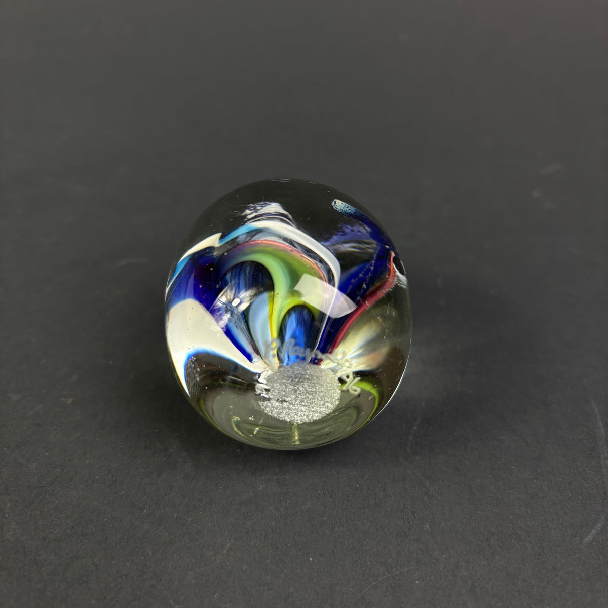 Signed P. Reynolds '96 Studio Art Glass Paperweight