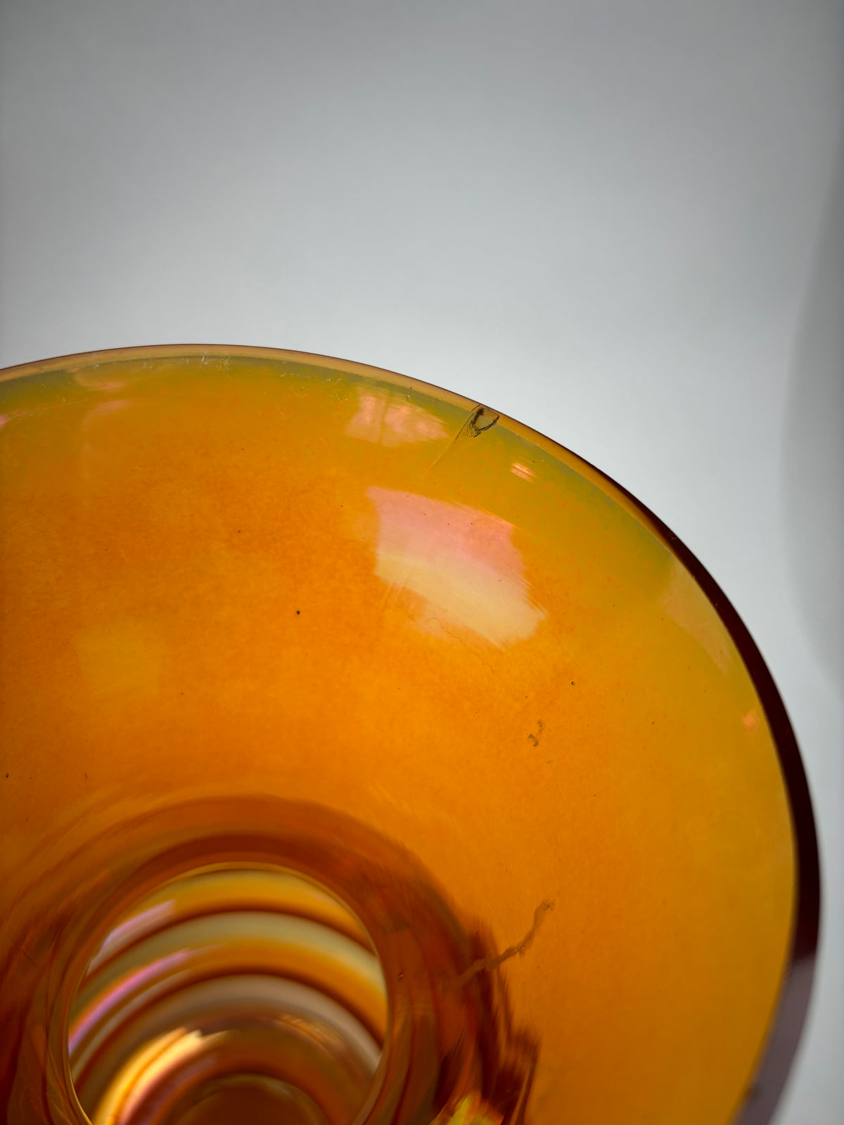 Crown Crystal Glass ‘Melon Rib’ Marigold Vase – Australian Carnival Glass