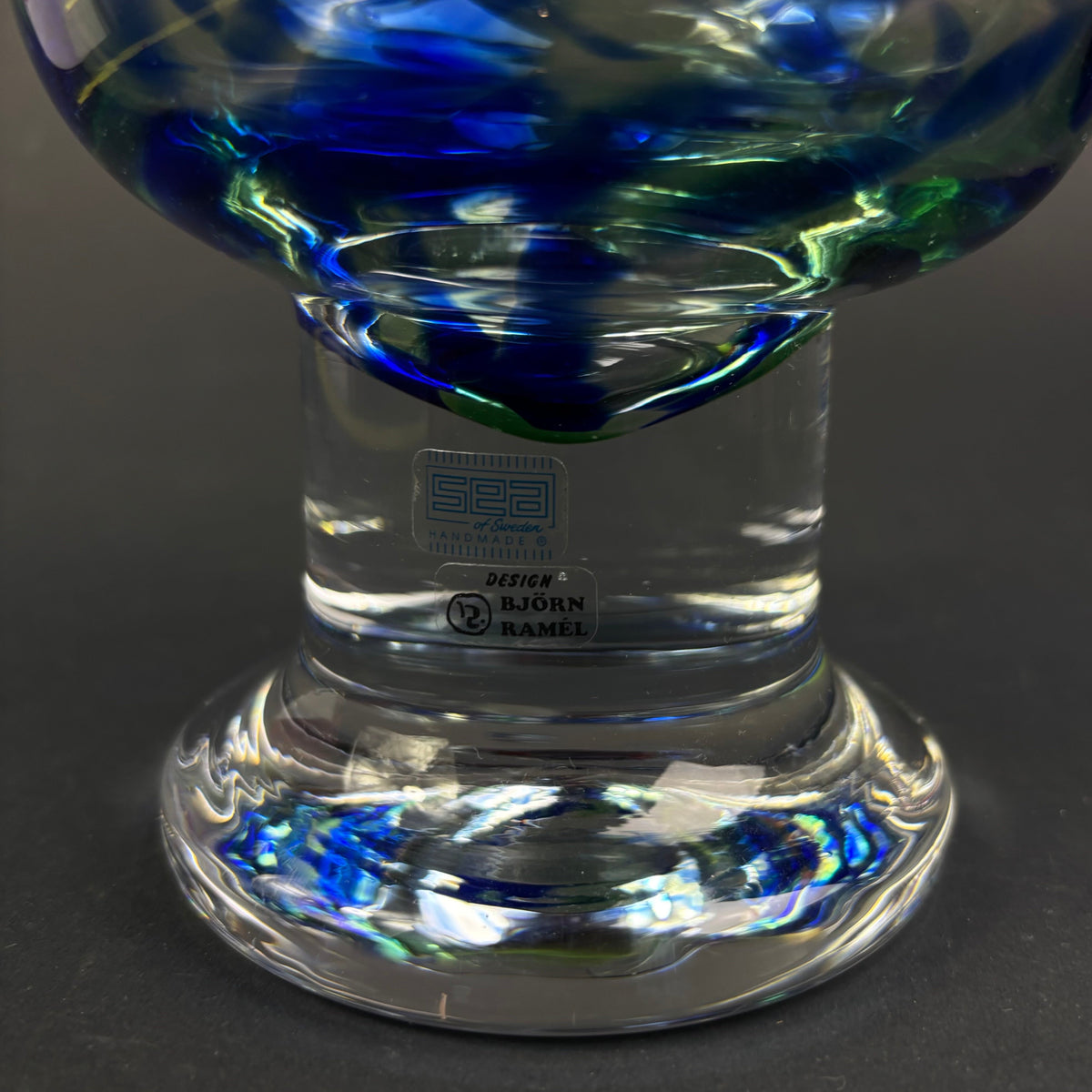 Vintage SEA Glasbruk Art Glass Vase – Björn Ramel, Sweden c.1970s