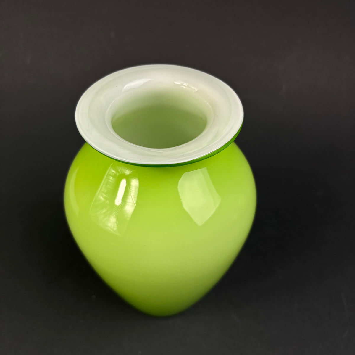 Contemporary Lime Green Cased Art Glass Vase