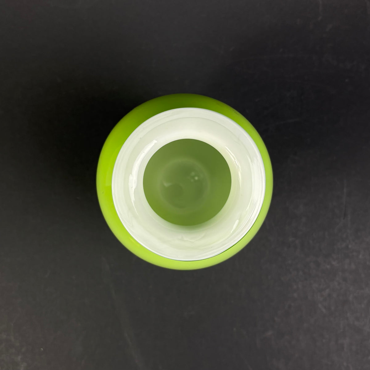 Contemporary Lime Green Cased Art Glass Vase