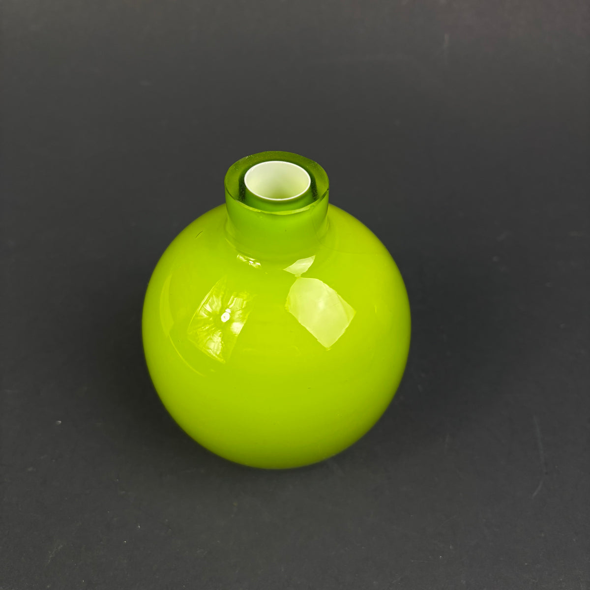 Contemporary Lime Green Cased Glass Globe Vase