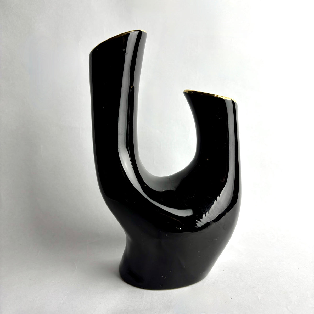 Wembley Ware Black & Gold Branch Vase – Mid-Century Australian Pottery