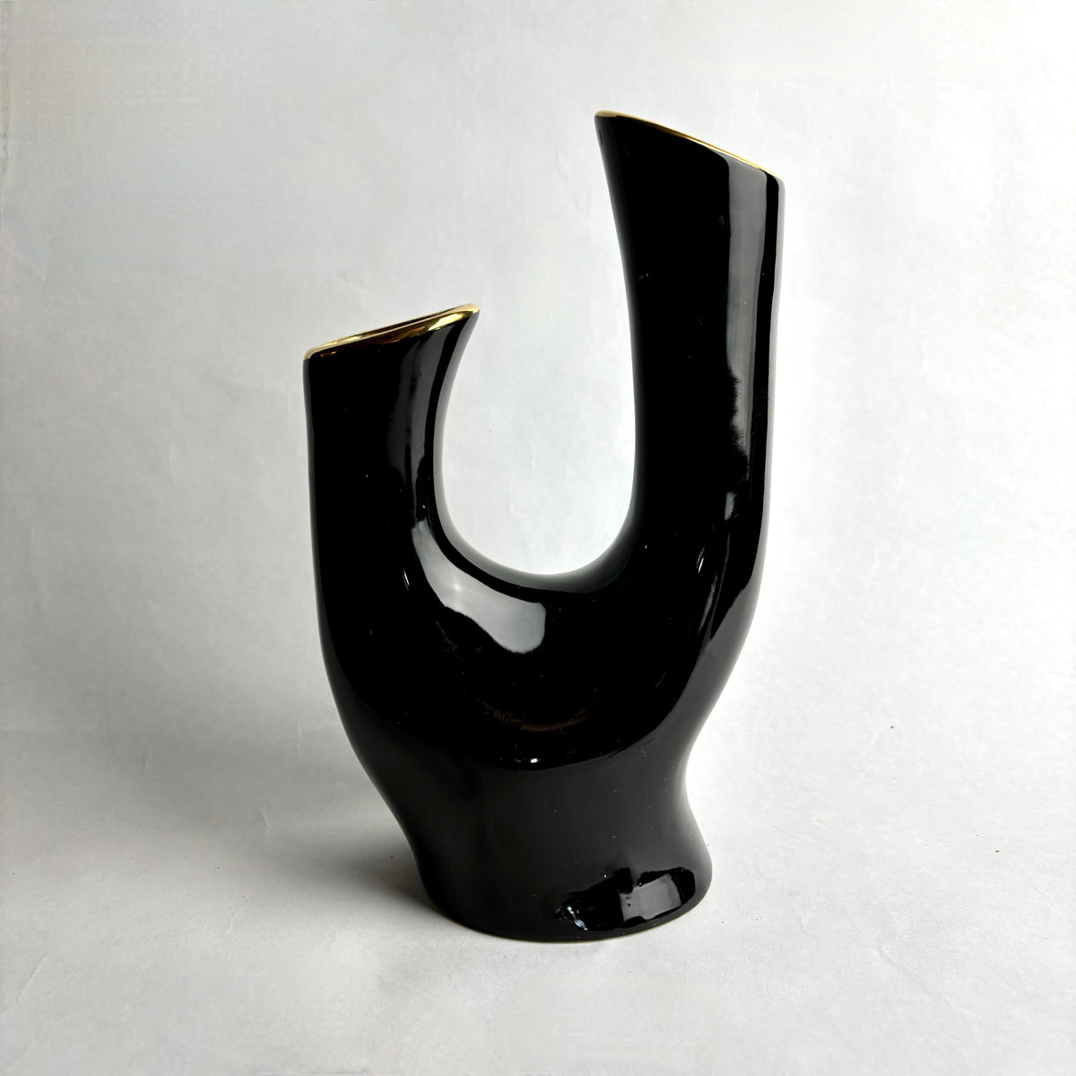 Wembley Ware Black & Gold Branch Vase – Mid-Century Australian Pottery