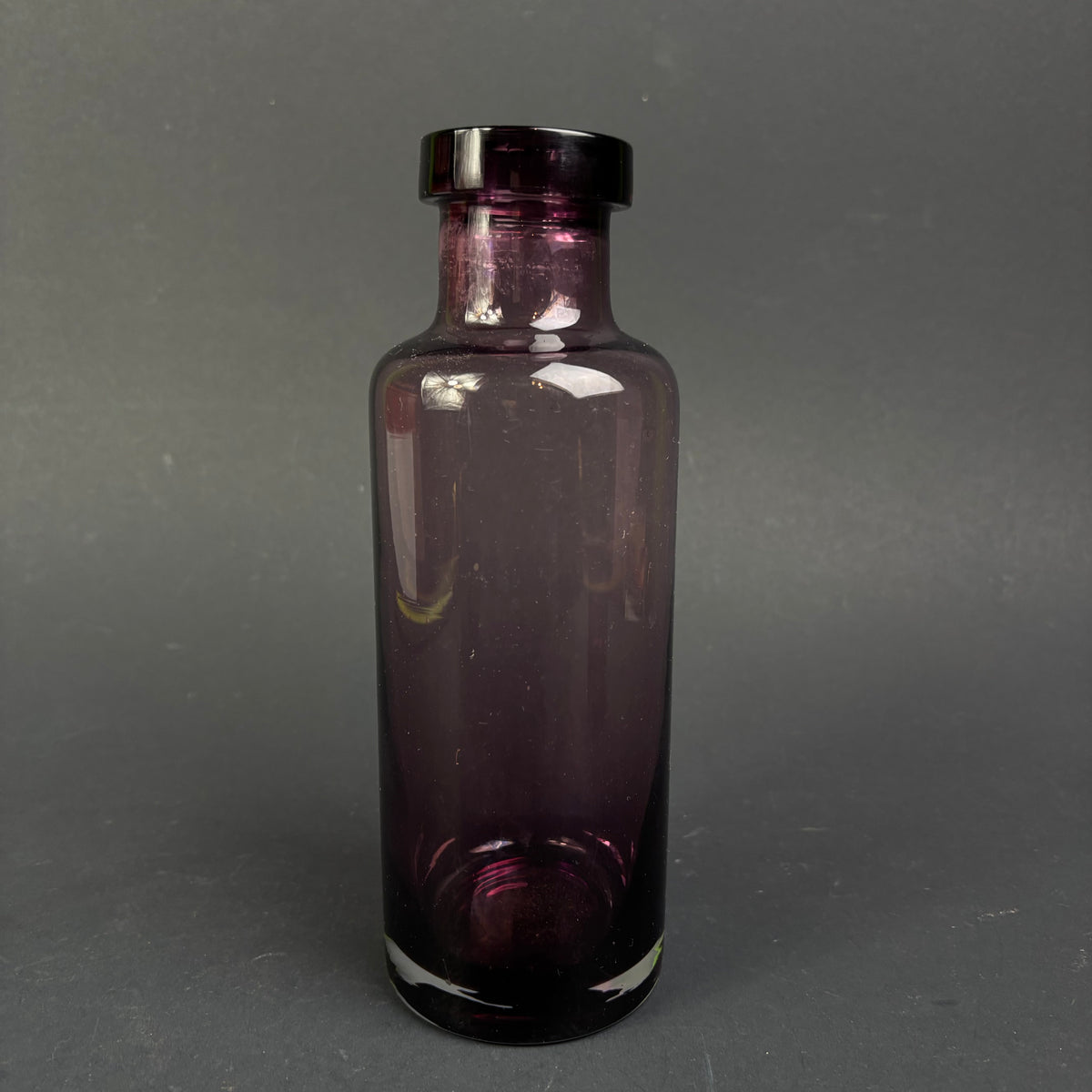 Pair of Vintage Amethyst Glass Scandinavian Style Vases – Heavy Art Glass