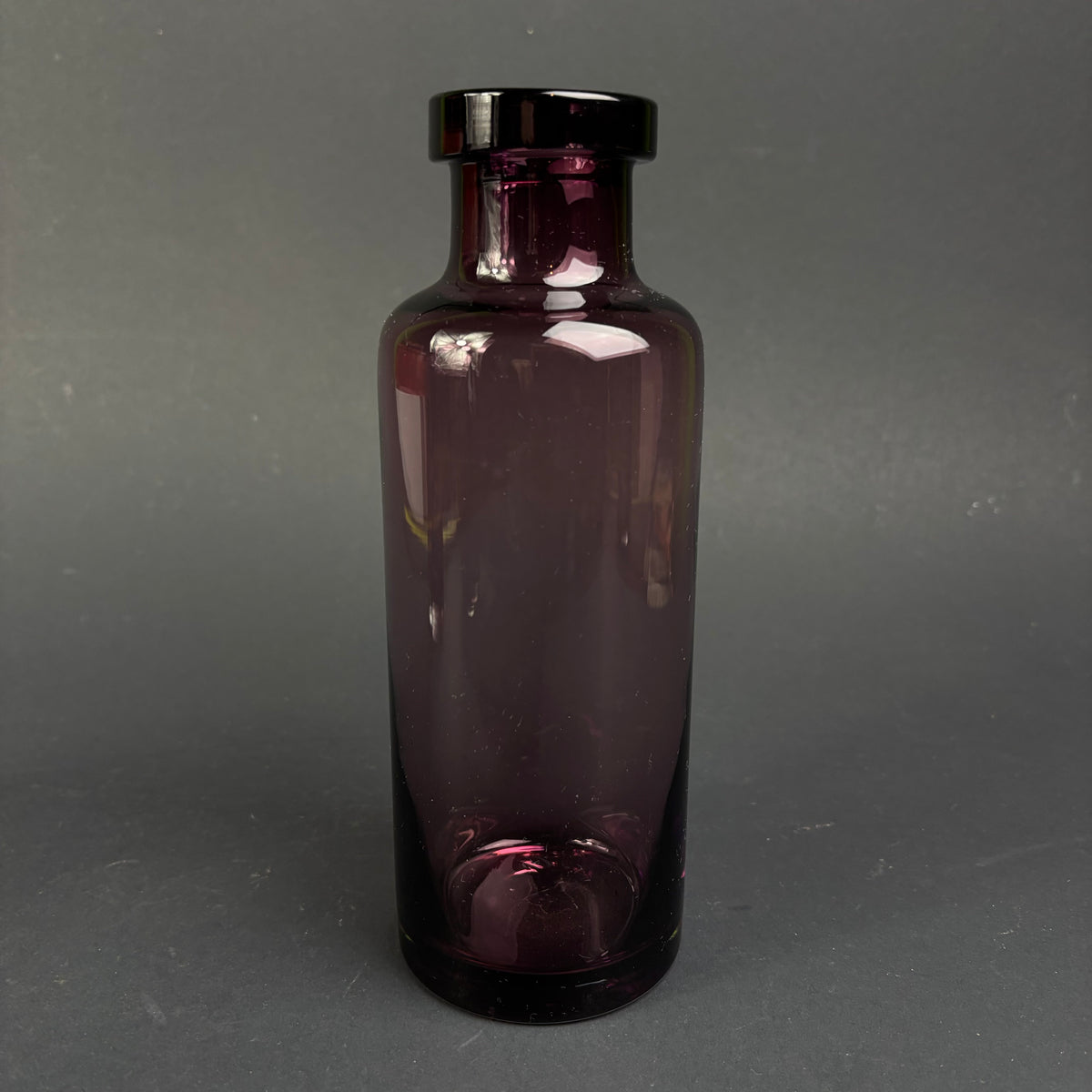 Pair of Vintage Amethyst Glass Scandinavian Style Vases – Heavy Art Glass