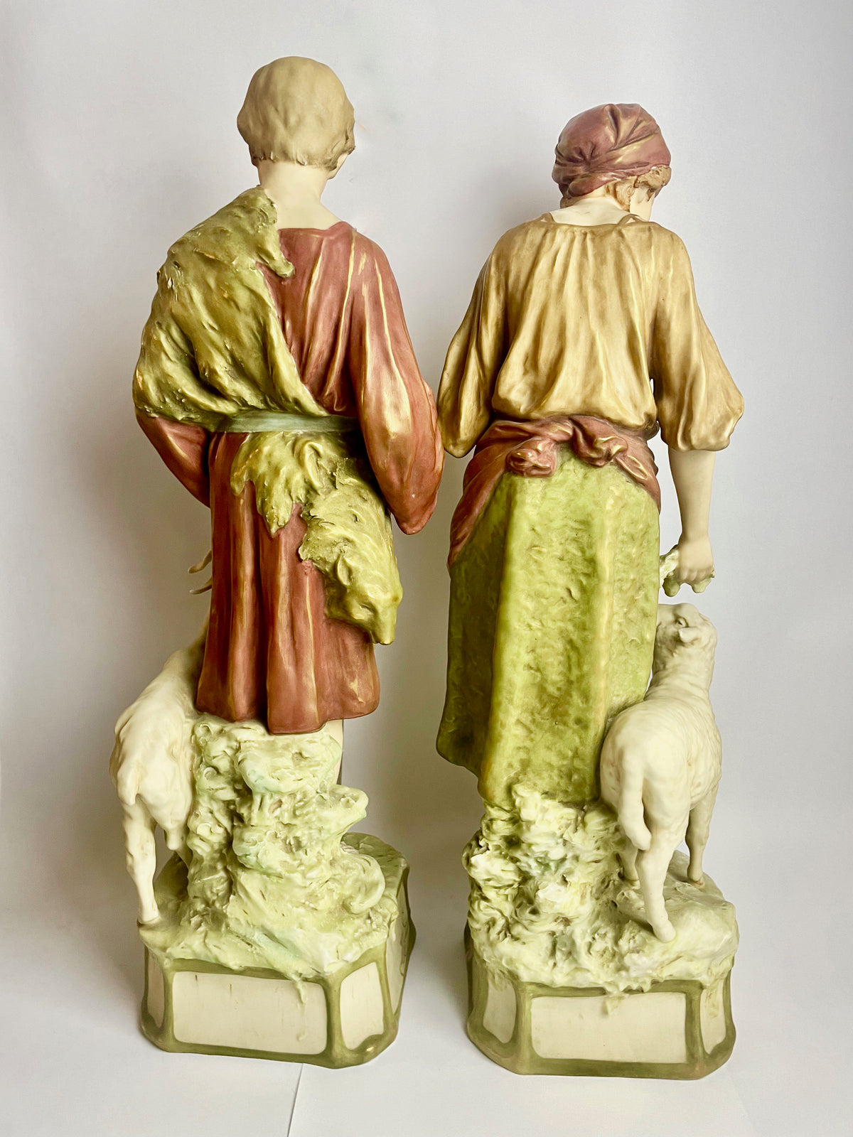 Large Pair Royal Dux Bohemia Figures – Shepherd & Shepherdess, c.1900s (63cm)