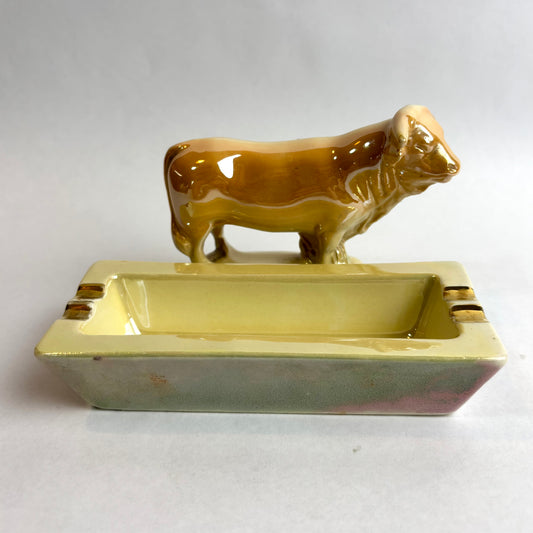 Wembley Ware Trough Ashtray with Bull – Tan Glaze