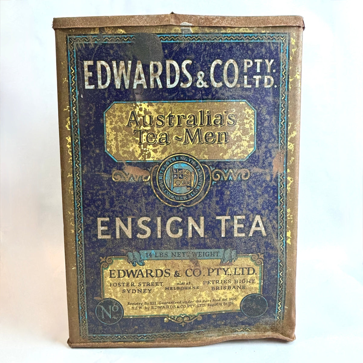Antique Edwards & Co. “Ensign Tea” Tin – Australia’s Tea Men (Large 14 lb Size)