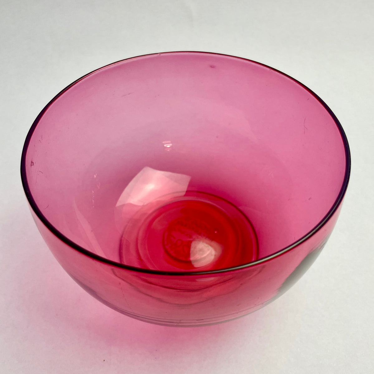 Victorian Cranberry Glass Bowl – Hand-Blown, 12cm