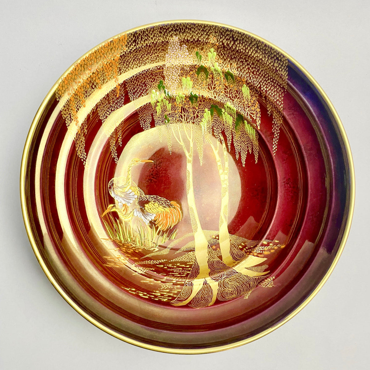 Carlton Ware “Rouge Royale” Bowl – Art Deco Hand-Painted Lustre, 23cm