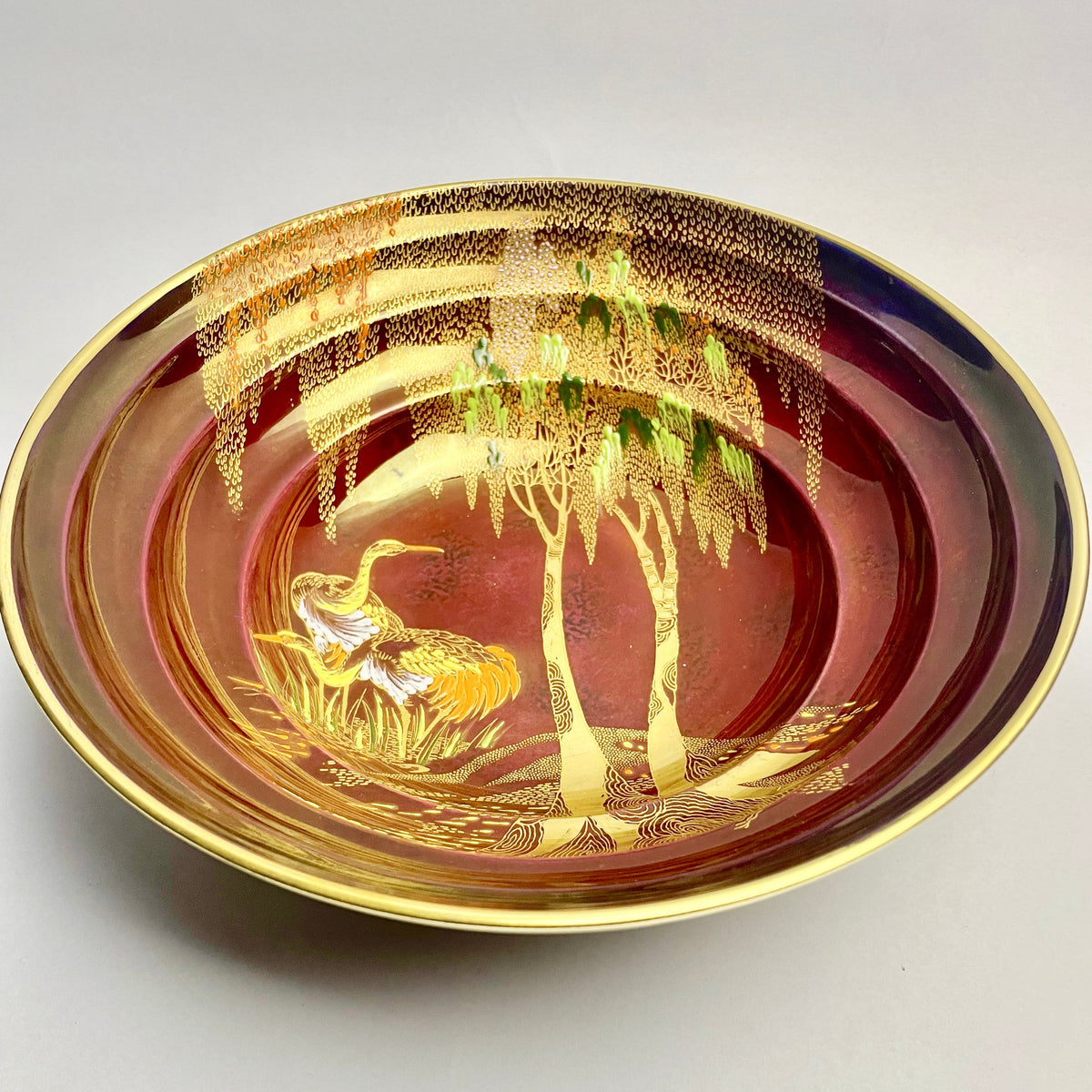 Carlton Ware “Rouge Royale” Bowl – Art Deco Hand-Painted Lustre, 23cm