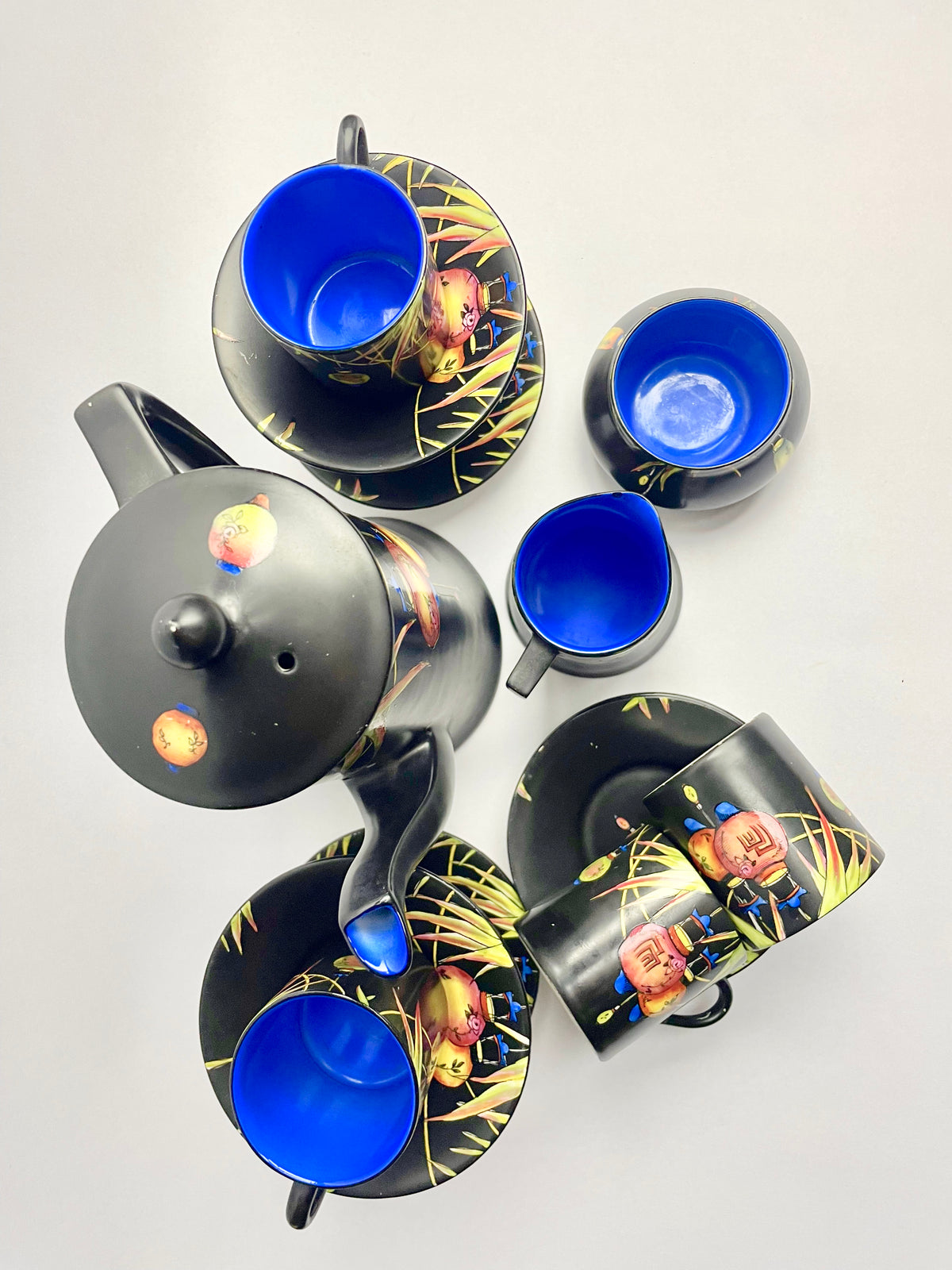 Rare Crown Ducal “Chinese Lantern” Coffee Set – c.1920 Art Deco