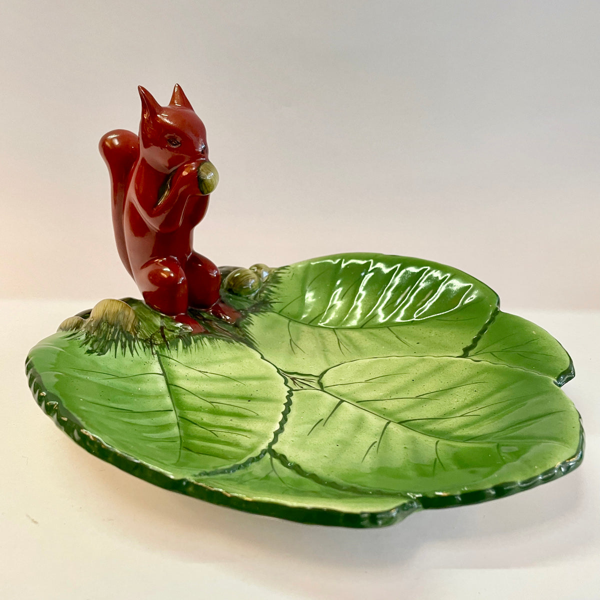 Wembley Ware Squirrel on Leaf Platter – Australian Pottery – Scarce Figural Dish c.1950s