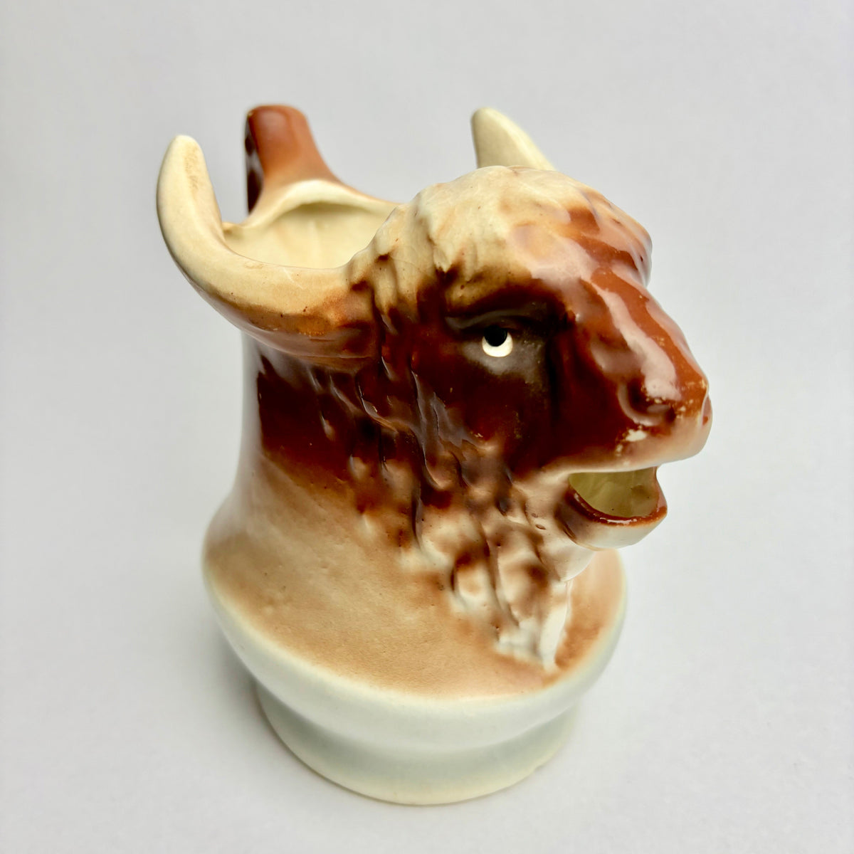 Vintage Austrian Bison Head Jug / Pitcher – Figural Buffalo – c.1920s Hunting Lodge