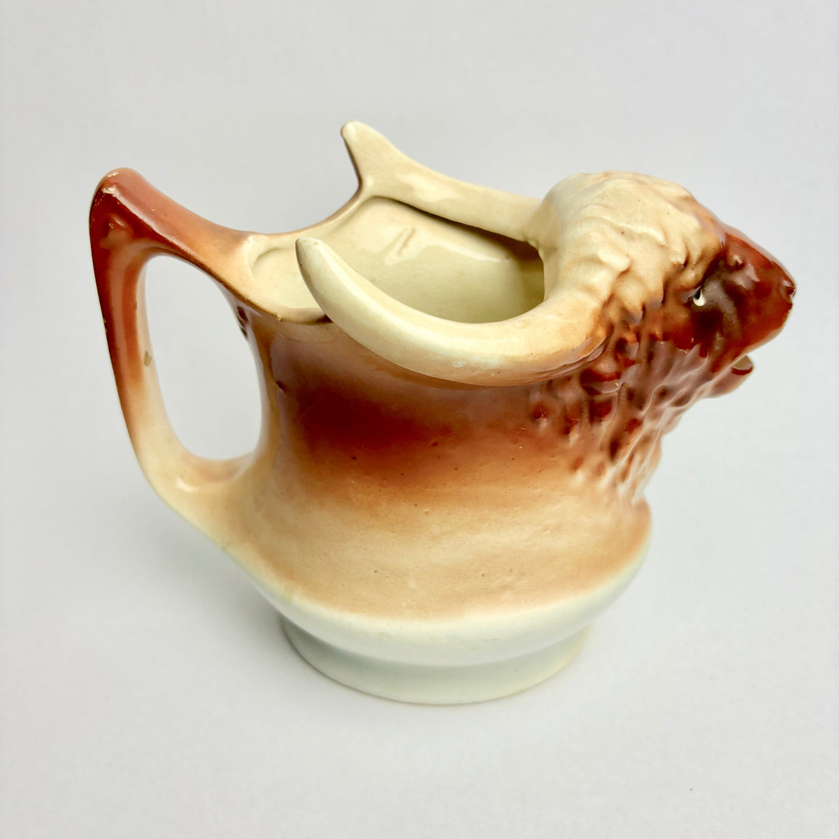 Vintage Austrian Bison Head Jug / Pitcher – Figural Buffalo – c.1920s Hunting Lodge