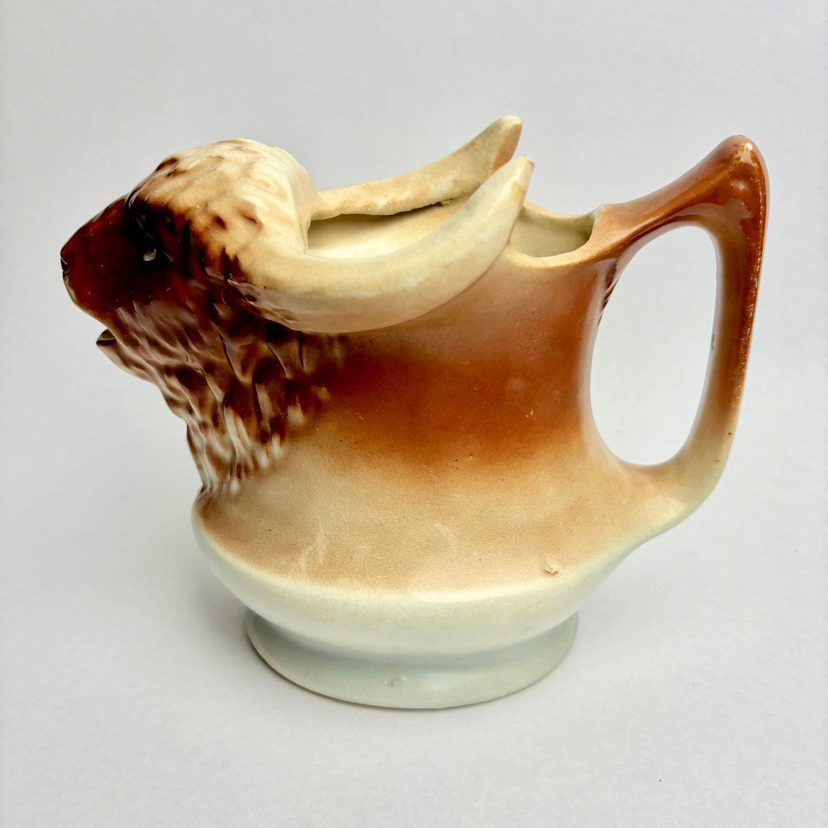 Vintage Austrian Bison Head Jug / Pitcher – Figural Buffalo – c.1920s Hunting Lodge