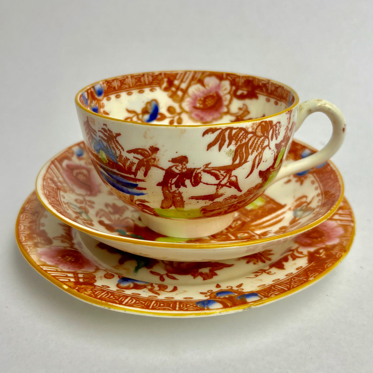 Rare Hilditch & Sons Chinoiserie Tea Set c1840 – Fisherman & Cormorants – 33pc