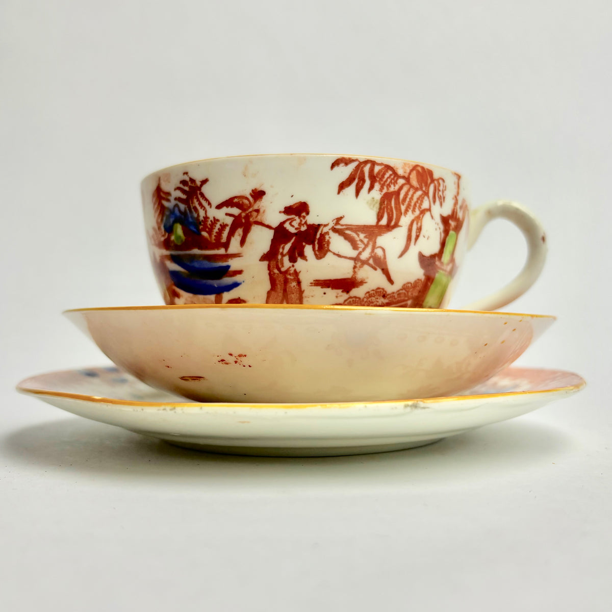 Rare Hilditch & Sons Chinoiserie Tea Set c1840 – Fisherman & Cormorants – 33pc