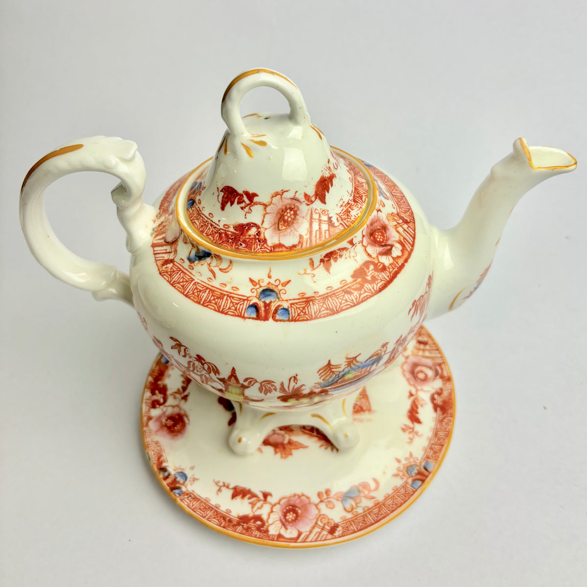 Rare Hilditch & Sons Chinoiserie Tea Set c1840 – Fisherman & Cormorants – 33pc
